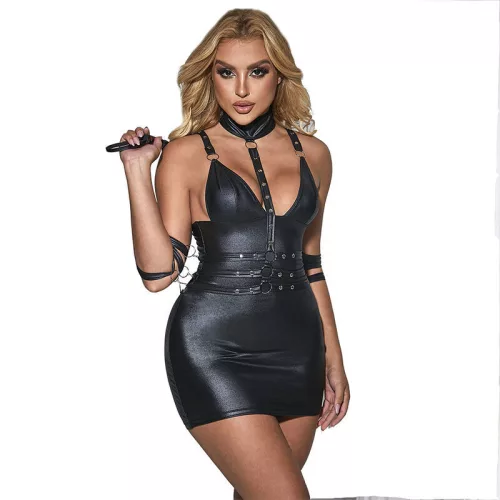 SUBBLIME – fekete bőr bondage test játék L/XL