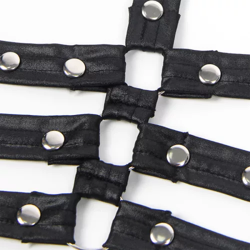 SUBBLIME – fekete bőr bondage test játék L/XL