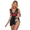 SUBBLIME - csipkés bondage ruha, fekete, L/XL
