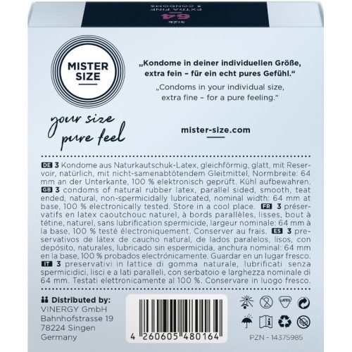 MISTER SIZE - XXL méretű prémium óvszer (64 mm, 3 db)