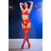 CHILIROSE - vörös csipkés melltartó, tanga és harisnya szett