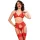 CHILIROSE – érzéki piros csipke melltartó + tanga + harisnya XL