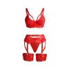SUBBLIME – érzéki piros bondage melltartó harisnyatartóval L/XL