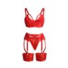 SUBBLIME – érzéki piros bondage melltartó harisnyatartóval L/XL