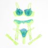 SUBBLIME – csipkés zöld-kék melltartó és harisnyakötő szett L/XL