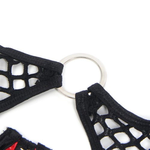 SUBBLIME – vörös patent bőr hálós melltartó szett L/XL