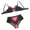 SUBBLIME – pink patent bőr melltartó szett elegáns hálós betéttel