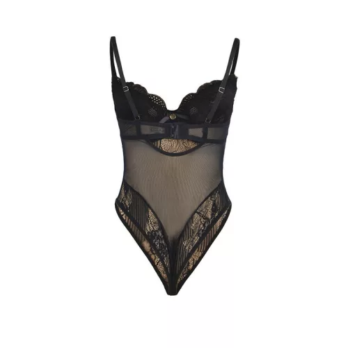 SUBBLIME – fekete csipkés bodysuit alsó záródással L/XL