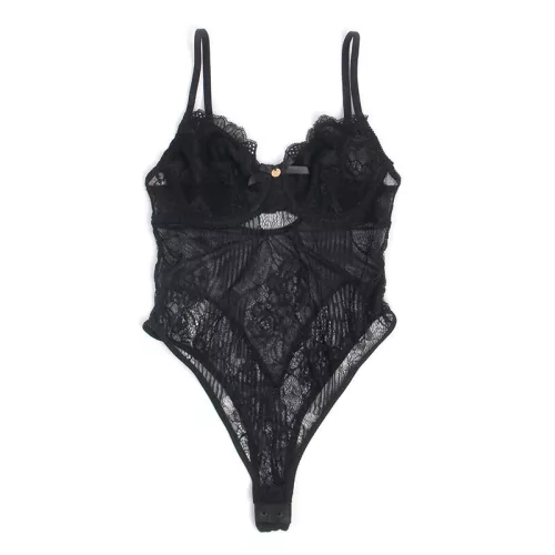 SUBBLIME – fekete csipkés bodysuit alsó záródással L/XL