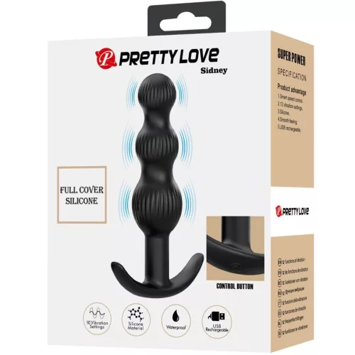 Pretty Love - Sidney – fekete anál vibrátor 10 rezgésfokozattal