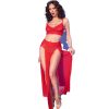 CHILIROSE - piros felső és leggings arany kiegészítőkkel 
