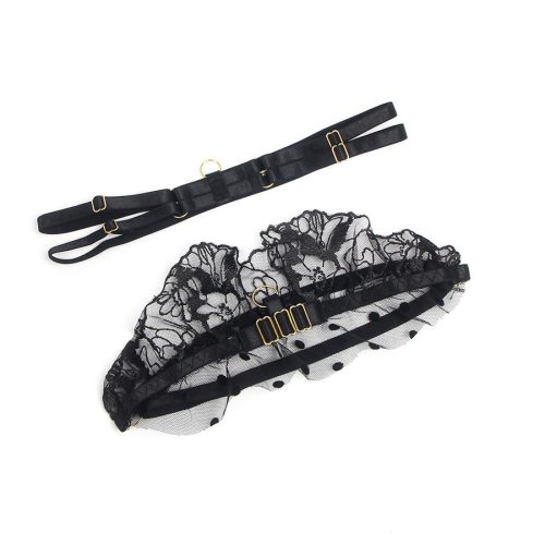 SUBBLIME – elegáns csipke melltartó és harisnyakötő szett L/XL