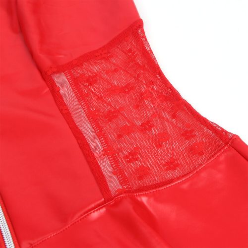 SUBBLIME – érzéki csipke bőr ruha, piros, L/XL