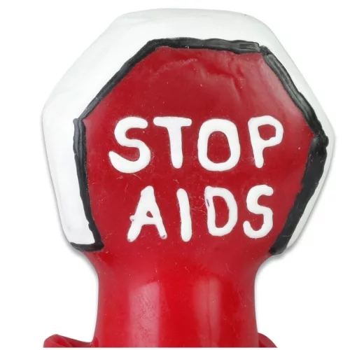 Condomerie Stop AIDS kézzel festett díszóvszer