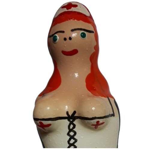 CONDOMERIE - kézzel festett erotikus óvszer, vöröshajú ápolónő