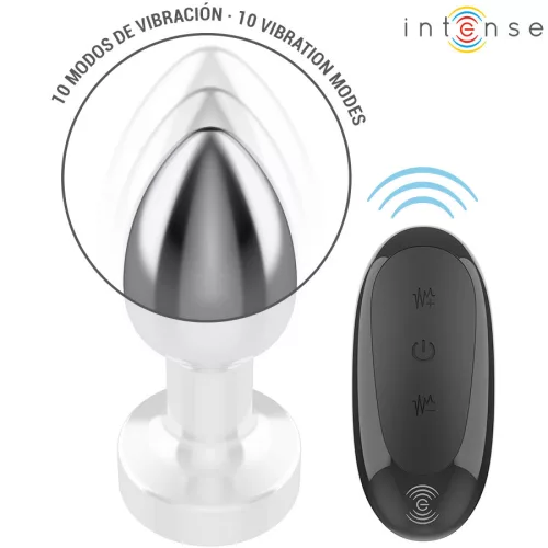 INTENSE – fém anális vibrátor távirányítóval, 10 rezgésmóddal