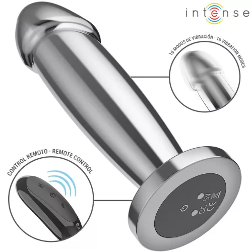 INTENSE – fém anál plug 10 vibrációval távirányítóval