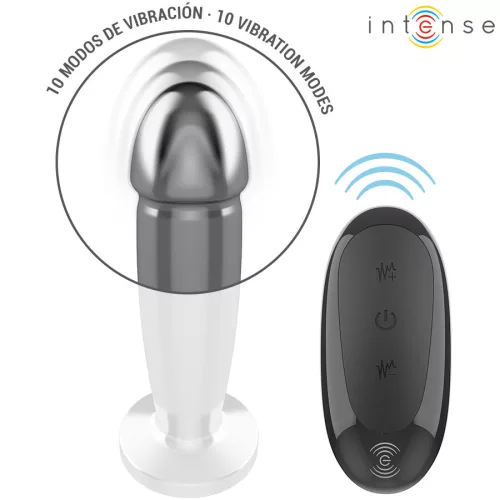 INTENSE – fém anál plug 10 vibrációval távirányítóval