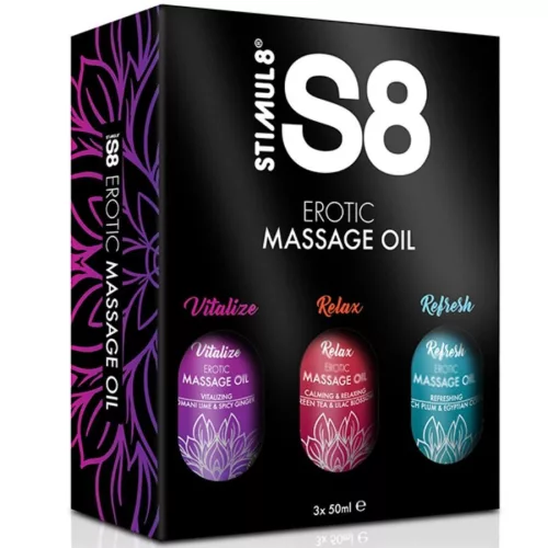 STIMUL8 – Érzéki masszázsolaj szett 3 x 50 ml