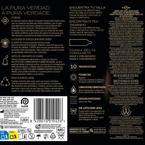 Durex - Totális összekapcsolódás XL, latexmentes óvszer 10 db