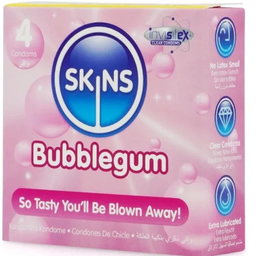 SKINS Bubblegum rágógumiízű óvszer - 4 db
