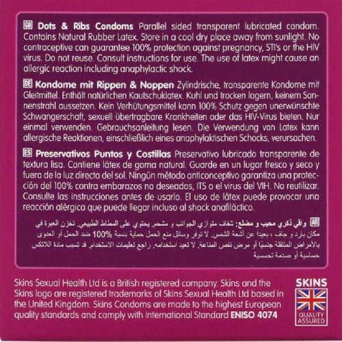 SKINS - Prémium óvszerek csomag 4, pontokkal és redőkkel