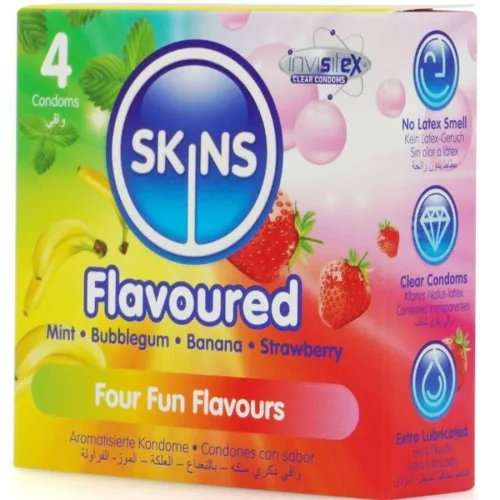 SKINS Multi Flavors ízesített óvszerválogatás - 4 db