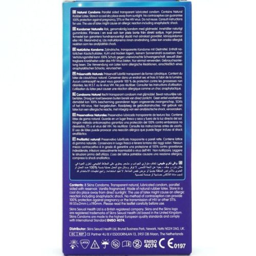 SKINS – prémium natúr óvszer 8 db-os csomagban