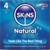 SKINS Natural – prémium natúr óvszer 4 db-os csomag