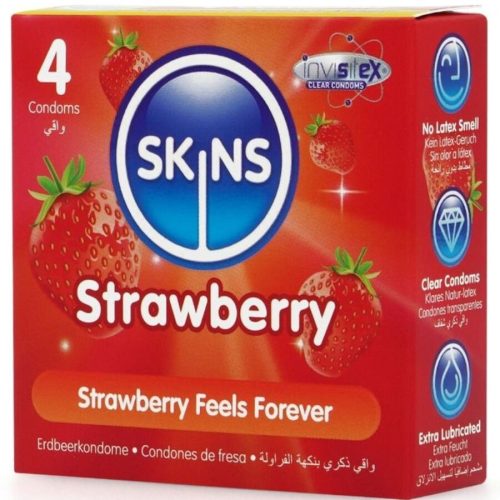 SKINS - eper aromájú prémium óvszer 4 db-os csomagban