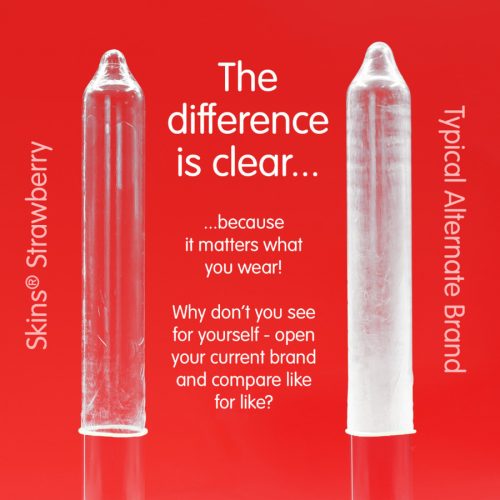 SKINS - eper aromájú prémium óvszer 4 db-os csomagban