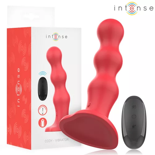 INTENSE Cody – piros távirányítós vibrátor szívókoronggal