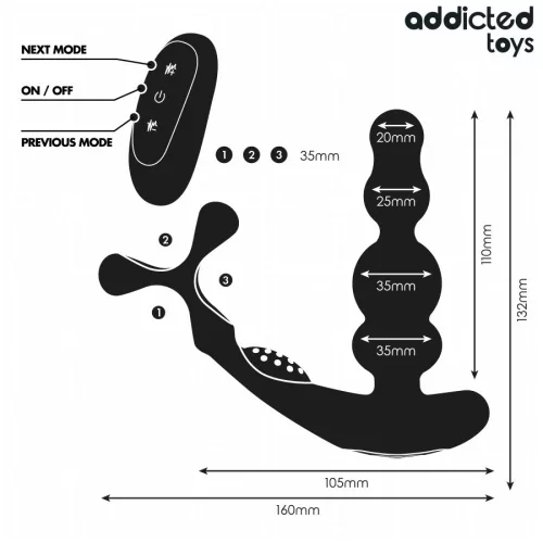 ADDICTED TOYS – forgó prosztata vibrátor távirányítóval