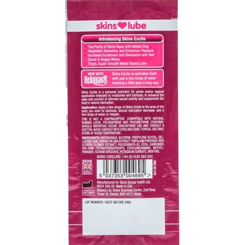 Skins Excite vízbázisú síkosító 5 ml egységadag