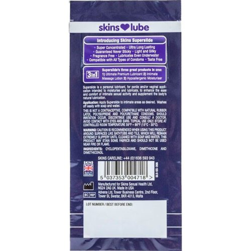 SKINS - prémium szilikon alapú síkosító, 5 ml egyadagos