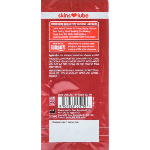 Skins Eper ízű vízbázisú síkosító 5 ml egyszeri adag