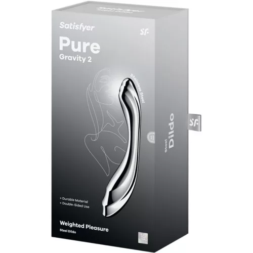 SATISFYER Pure Gravity 2 – prémium, rozsdamentes, dupla dildó