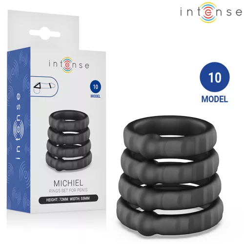Intense péniszgyűrű szett 4 darabos rugalmas, kényelmes 2,7-3,9 cm átmérő fekete