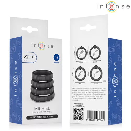Intense péniszgyűrű szett 4 darabos rugalmas, kényelmes 2,7-3,9 cm átmérő fekete