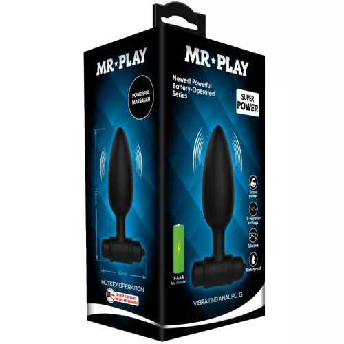 Mr Play Anál plug Rezgő, 10 mód USB-töltés Fekete