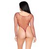 LEG AVENUE – magas kivágású hálós bodysuit piros színben