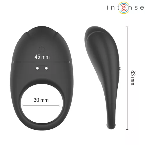 Intense péniszgyűrű rezgő, csiklóstimuláló 3 cm fekete USB-töltés