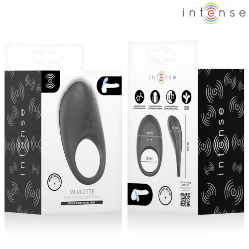 Intense péniszgyűrű rezgő, csiklóstimuláló 3 cm fekete USB-töltés