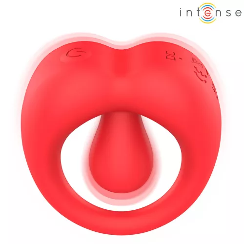 Intense Péniszgyűrű Rezgő, Csiklóstimuláló, USB töltésű Piros