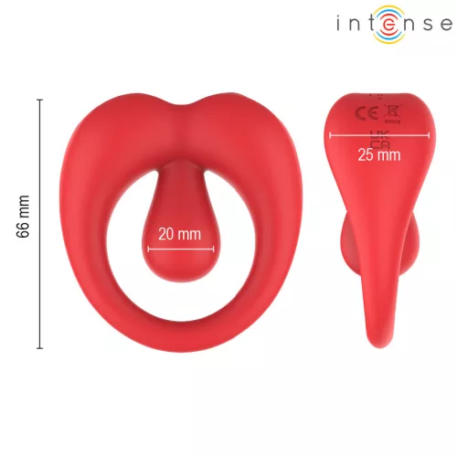 Intense Péniszgyűrű Rezgő, Csiklóstimuláló, USB töltésű Piros