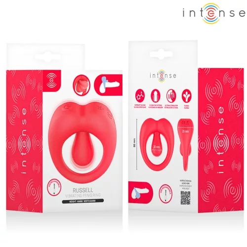Intense Péniszgyűrű Rezgő, Csiklóstimuláló, USB töltésű Piros