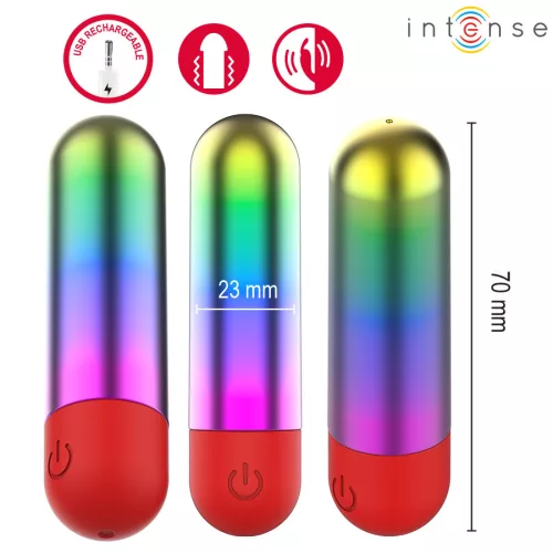 Intense Vibrátor Rezgő 10 mód USB-töltés Vízálló 7 cm Szivárvány színű
