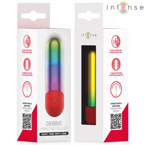 Intense Vibrátor Rezgő 10 mód USB-töltés Vízálló 7 cm Szivárvány színű