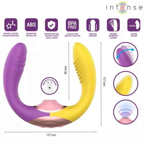 Intense Vibrátor 3 az 1-ben szívó és rezgő 10 módos újratölthető vízálló fekete