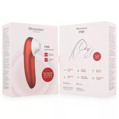 Womanizer Vibrátor Légtalpas stimuláció, 11 fokozat, újratölthető Bordó